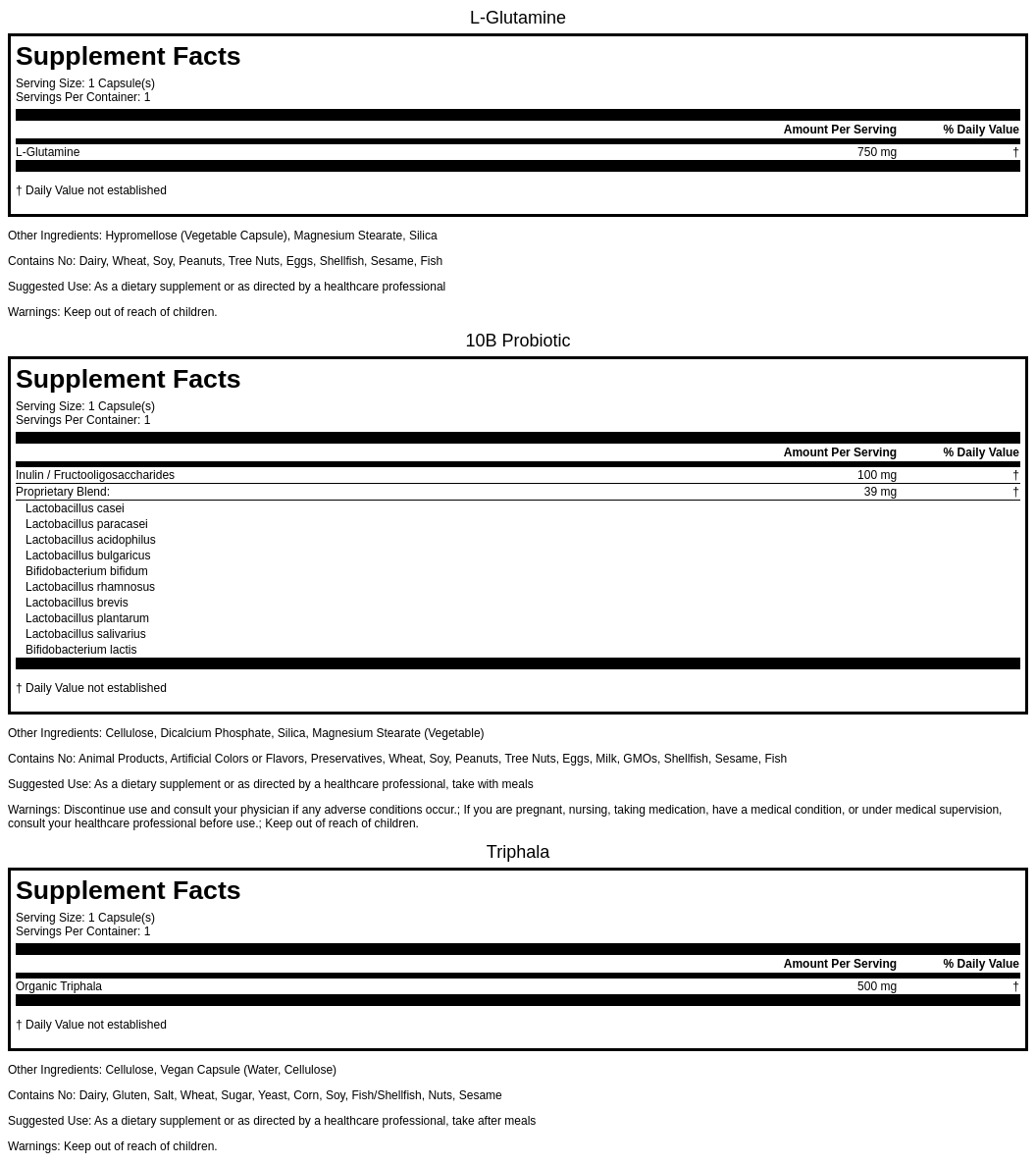 Supplement Facts - Digestive Reset