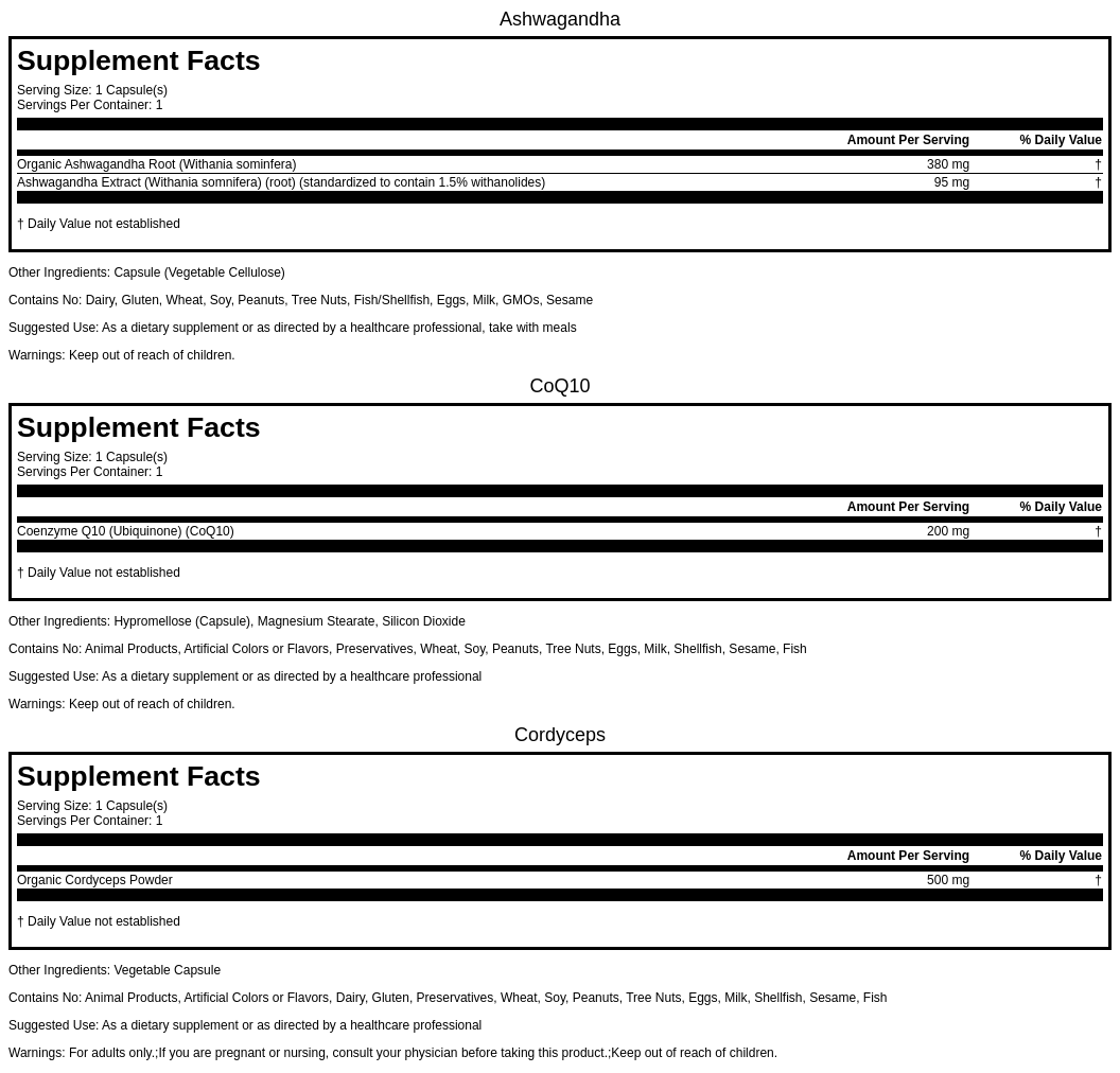 Supplement Facts - Rise & Energize